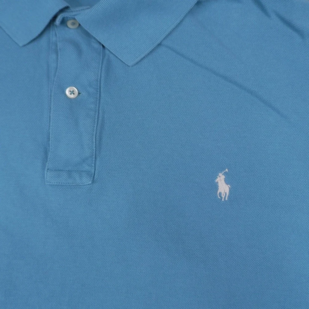 Polo Ralph Lauren Polo Shirt Mens 2XLT Blue Short Sleeve Mesh Cotton Pony Logo
